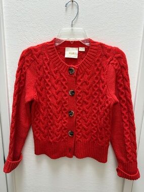 Maeve brand from Anthropology cropped orange cable knit sweater